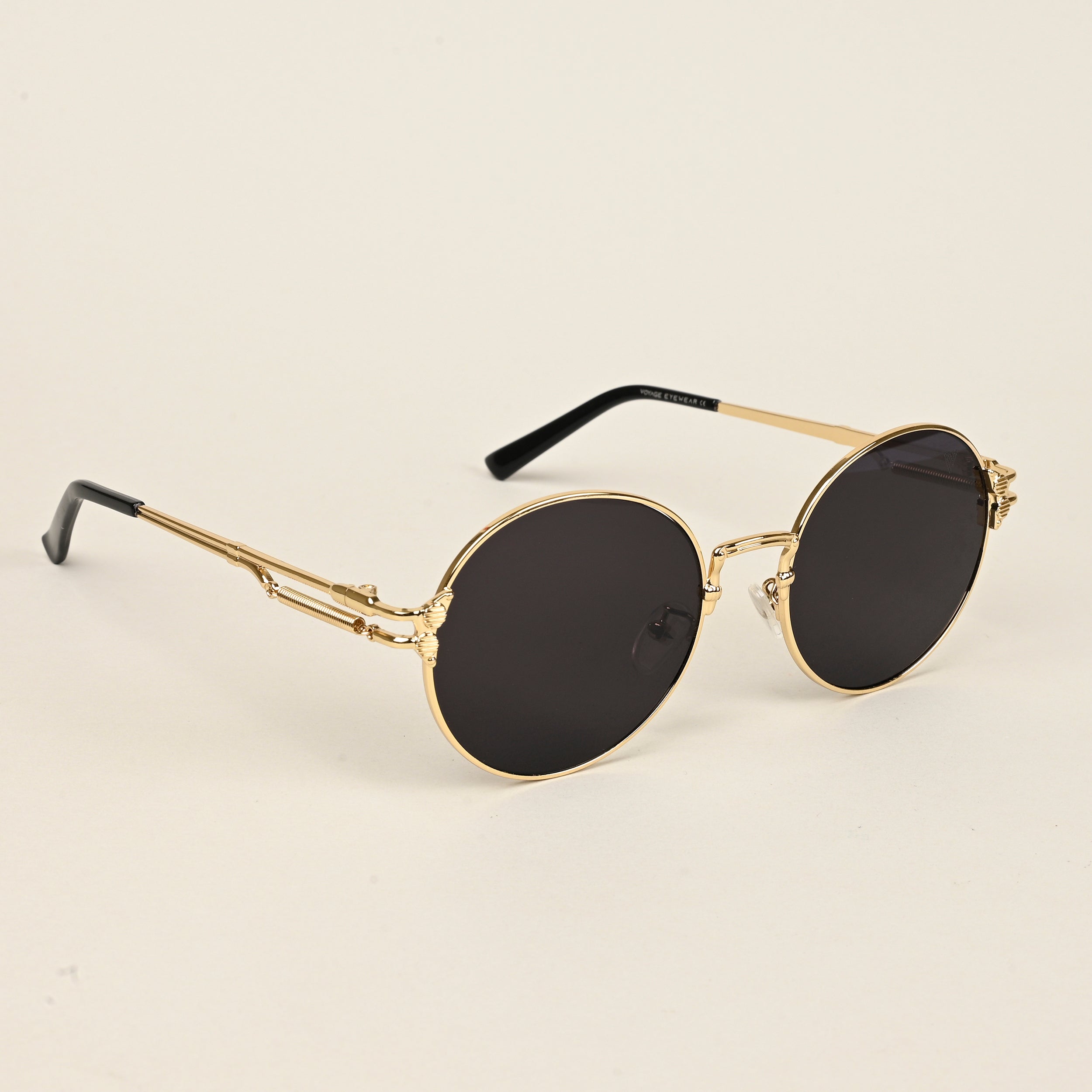 Round Sunglasses (Black Lens | Golden Frame  - MG5185)