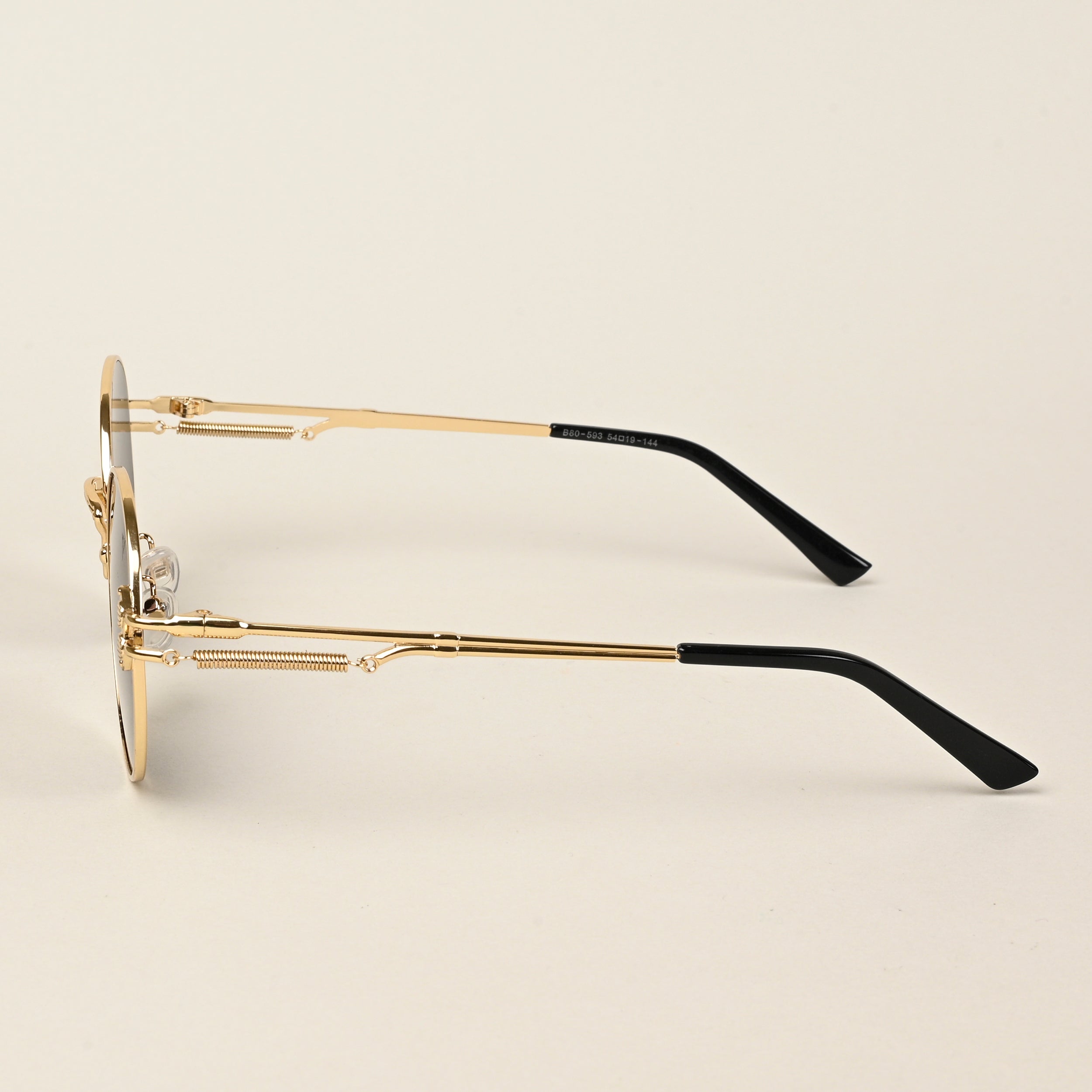 Round Sunglasses (Black Lens | Golden Frame  - MG5185)