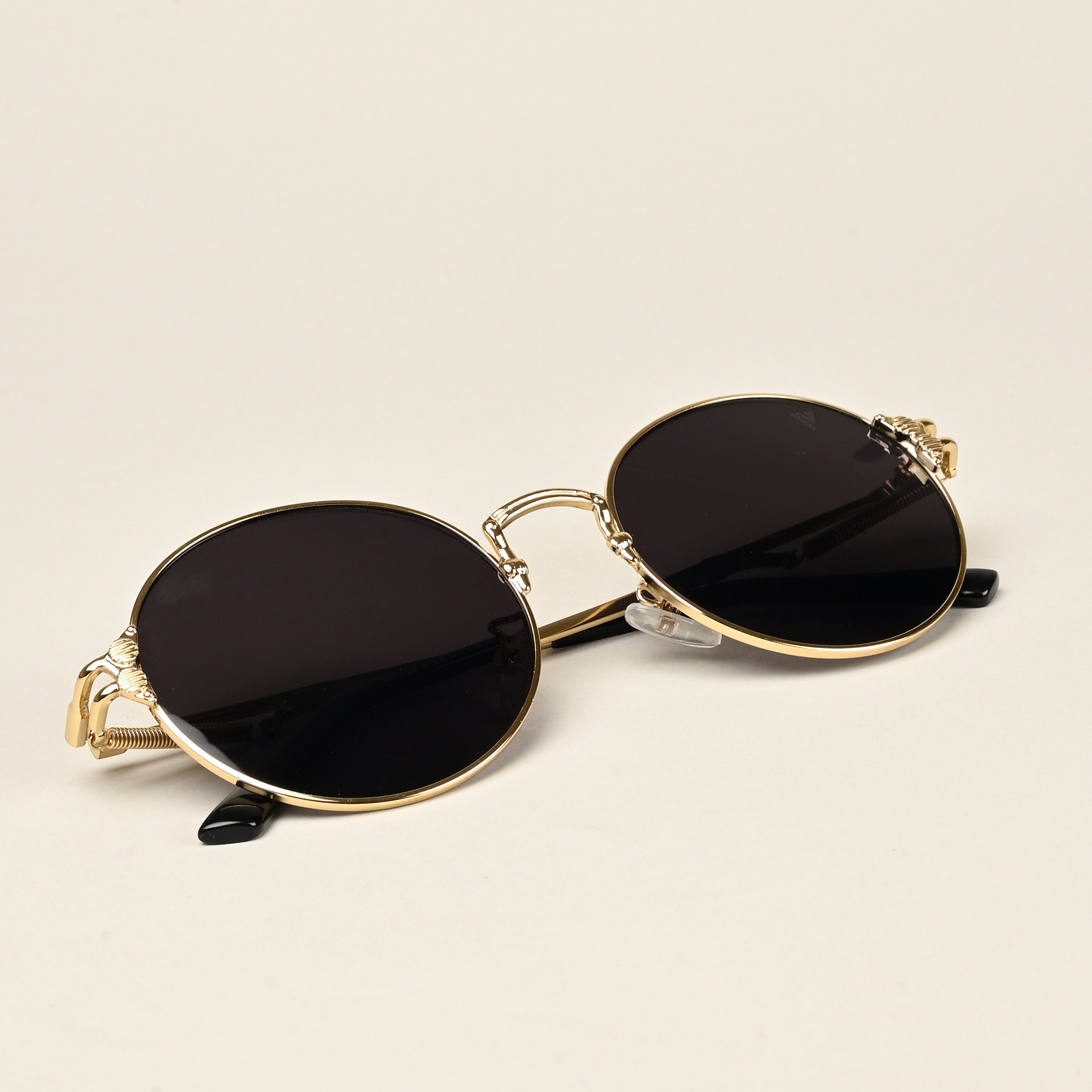 Round Sunglasses (Black Lens | Golden Frame  - MG5185)