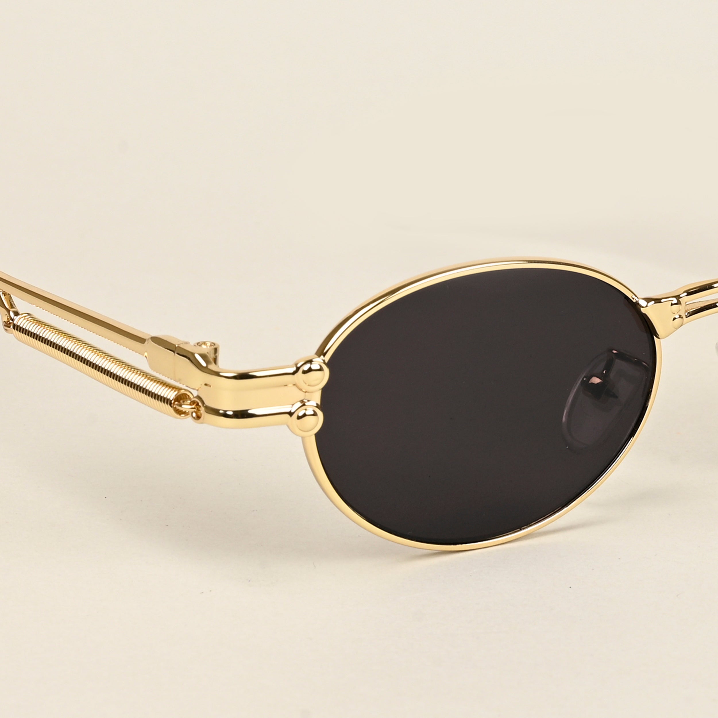 Oval Sunglasses (Black Lens | Golden Frame  - MG5182)