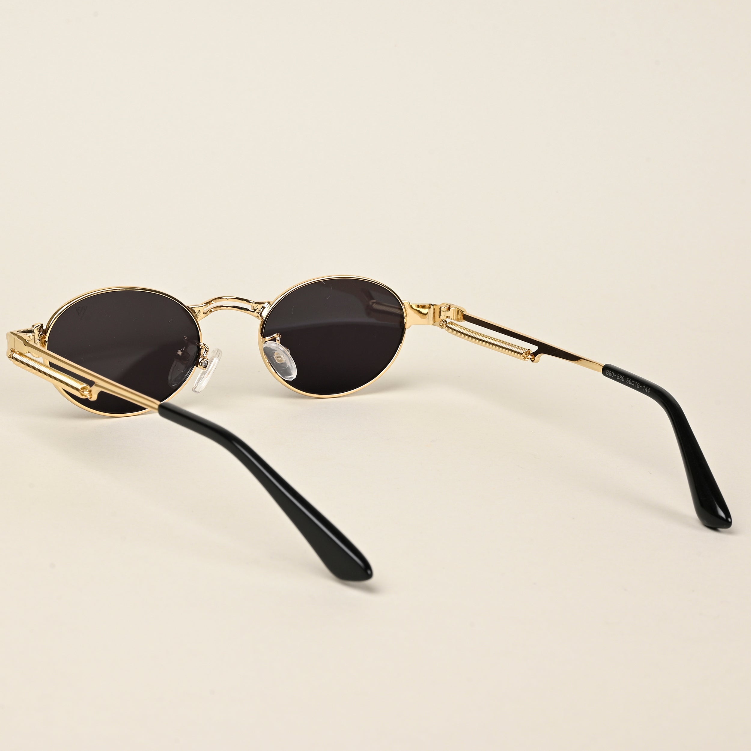 Oval Sunglasses (Black Lens | Golden Frame  - MG5182)