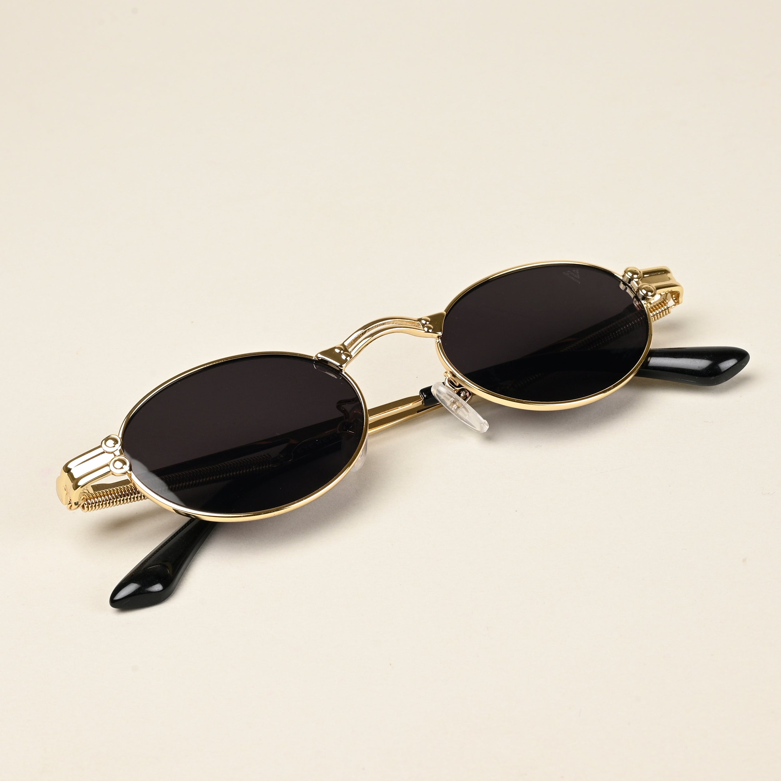 Oval Sunglasses (Black Lens | Golden Frame  - MG5182)