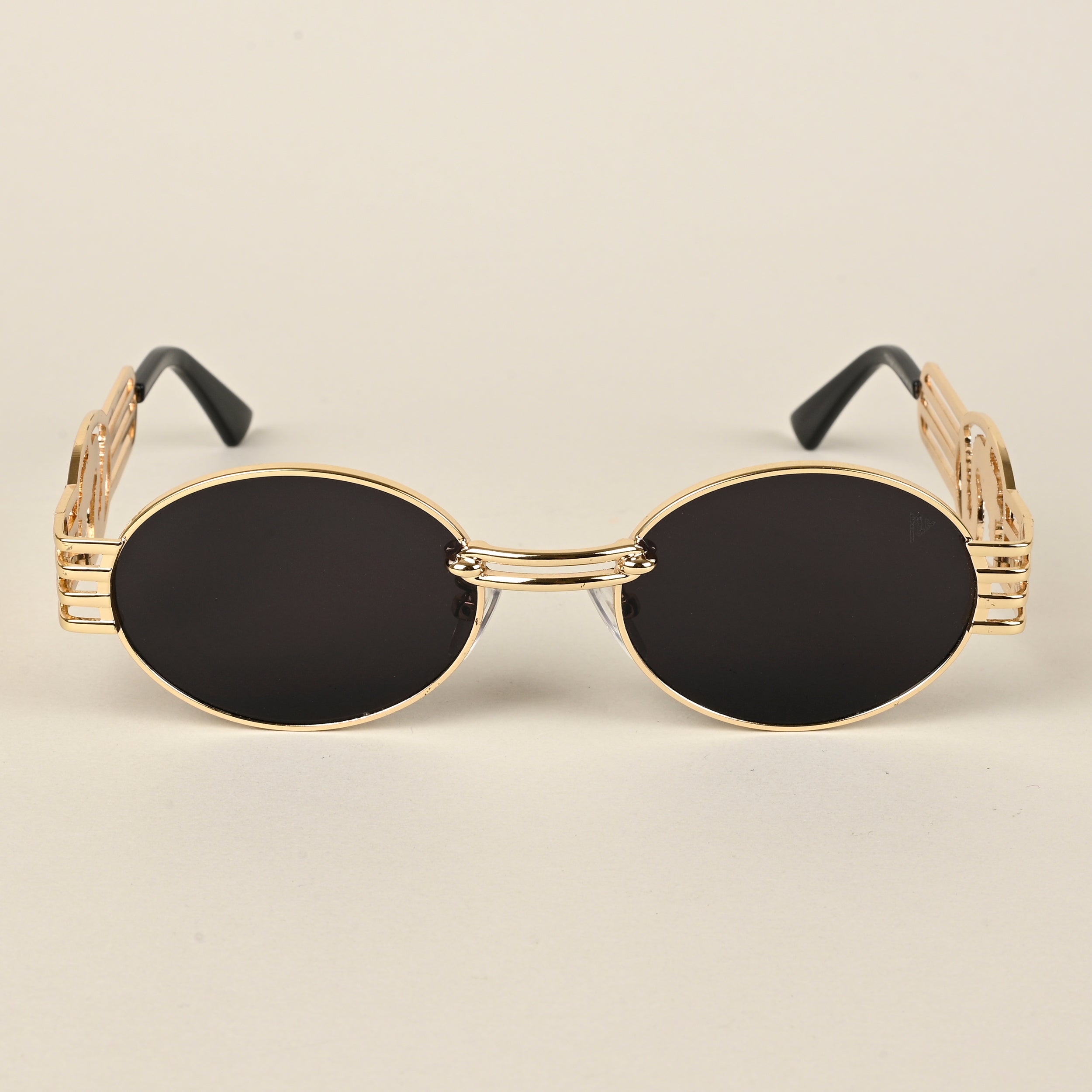 Viper | Oval Sunglasses (Black Lens | Golden Frame  - MG5188)