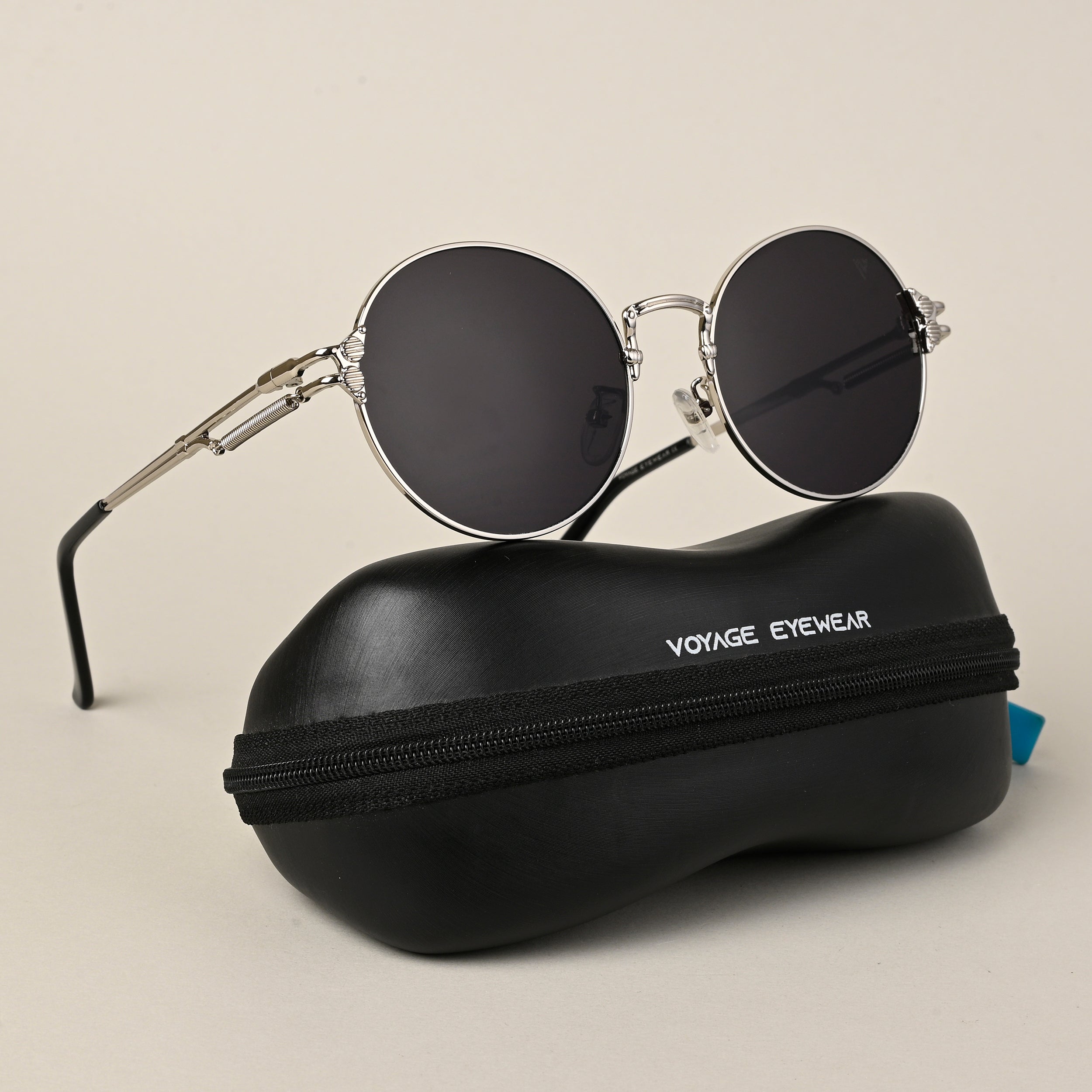 Round Sunglasses (Black Lens | Silver Frame  - MG5186)