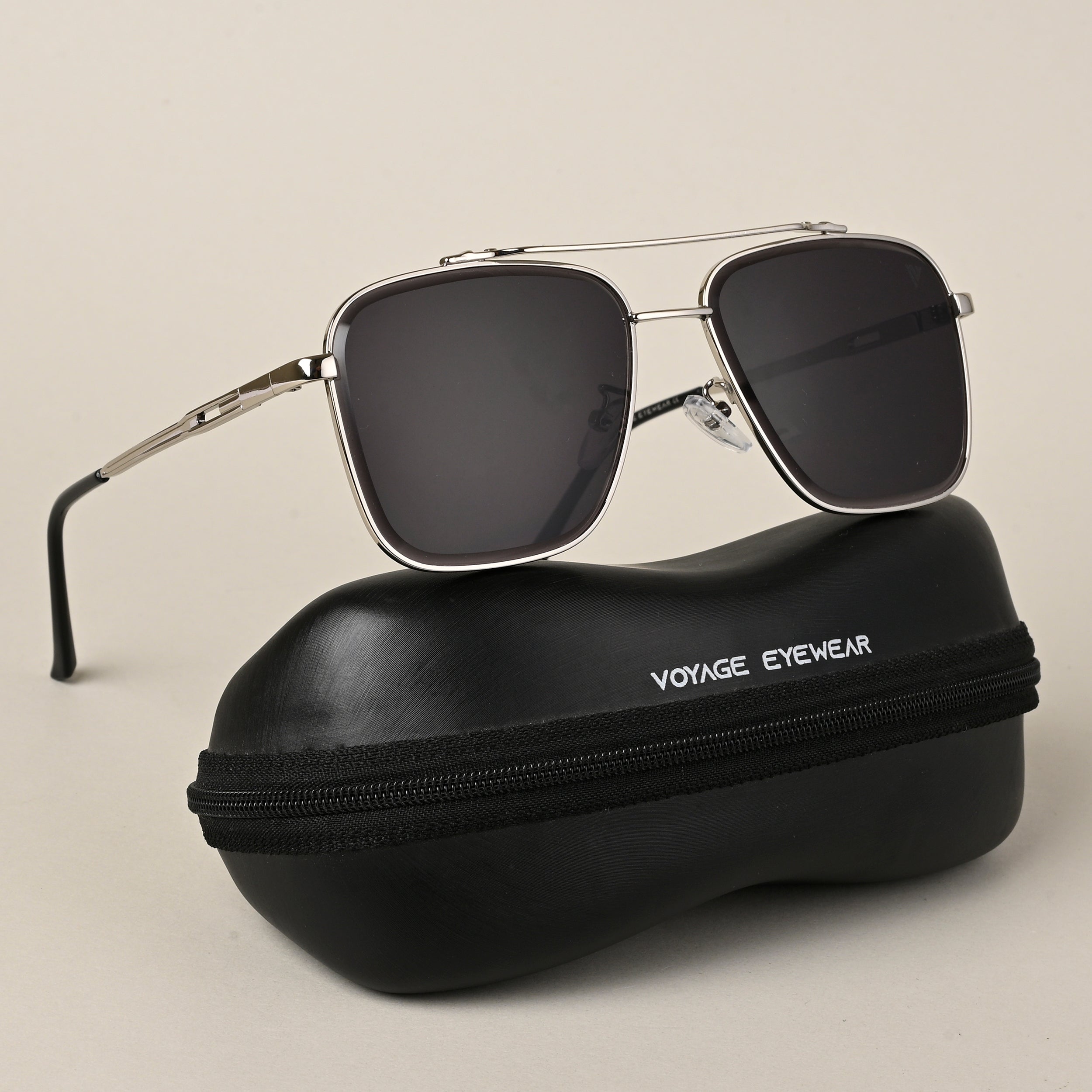 Voyage Exclusive Black and Grey Polarized Round Sunglasses for Men & Women  - PMG3982