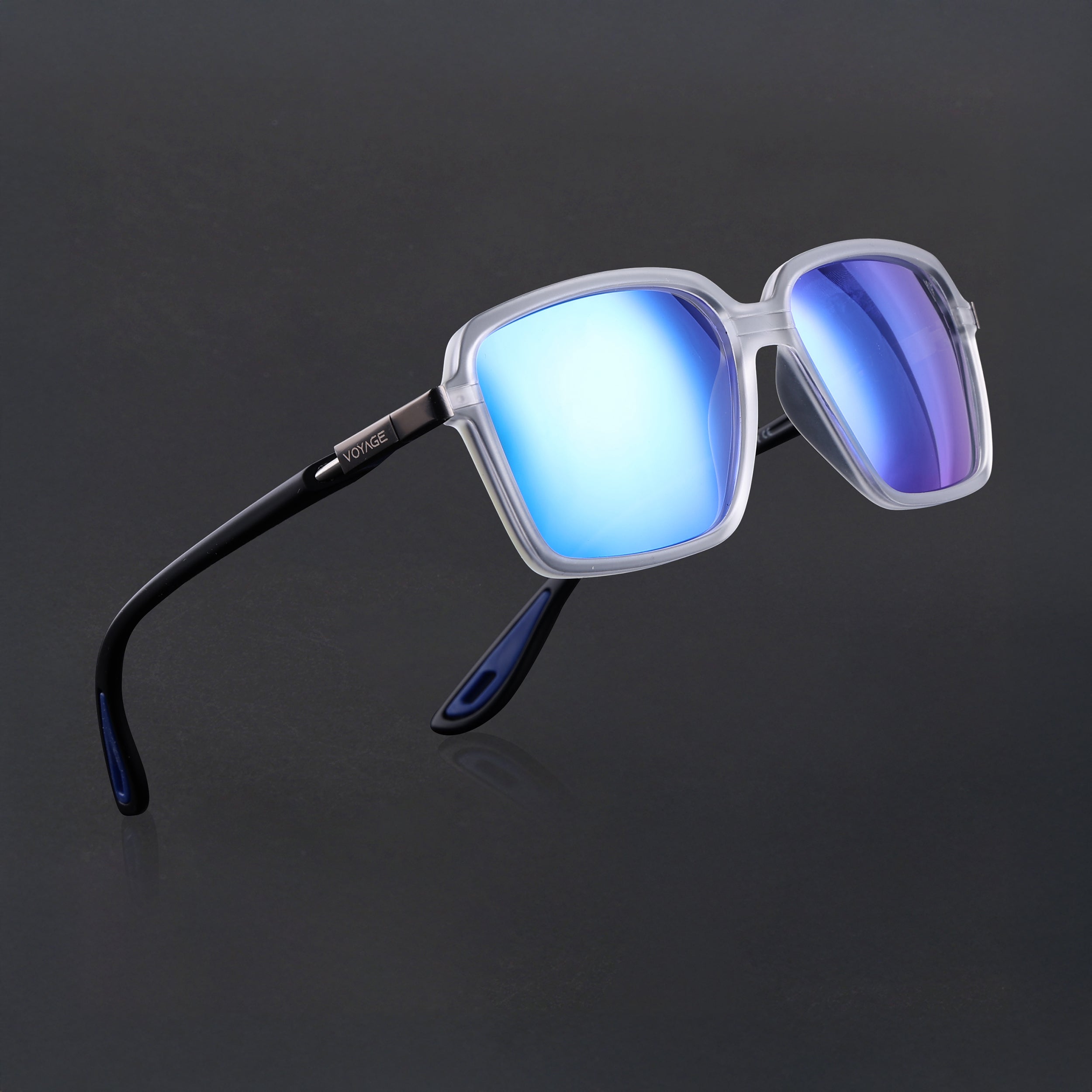 Hydra | Aqua Blue Reflector Polarized Rectangle Sunglasses |  PMG6659