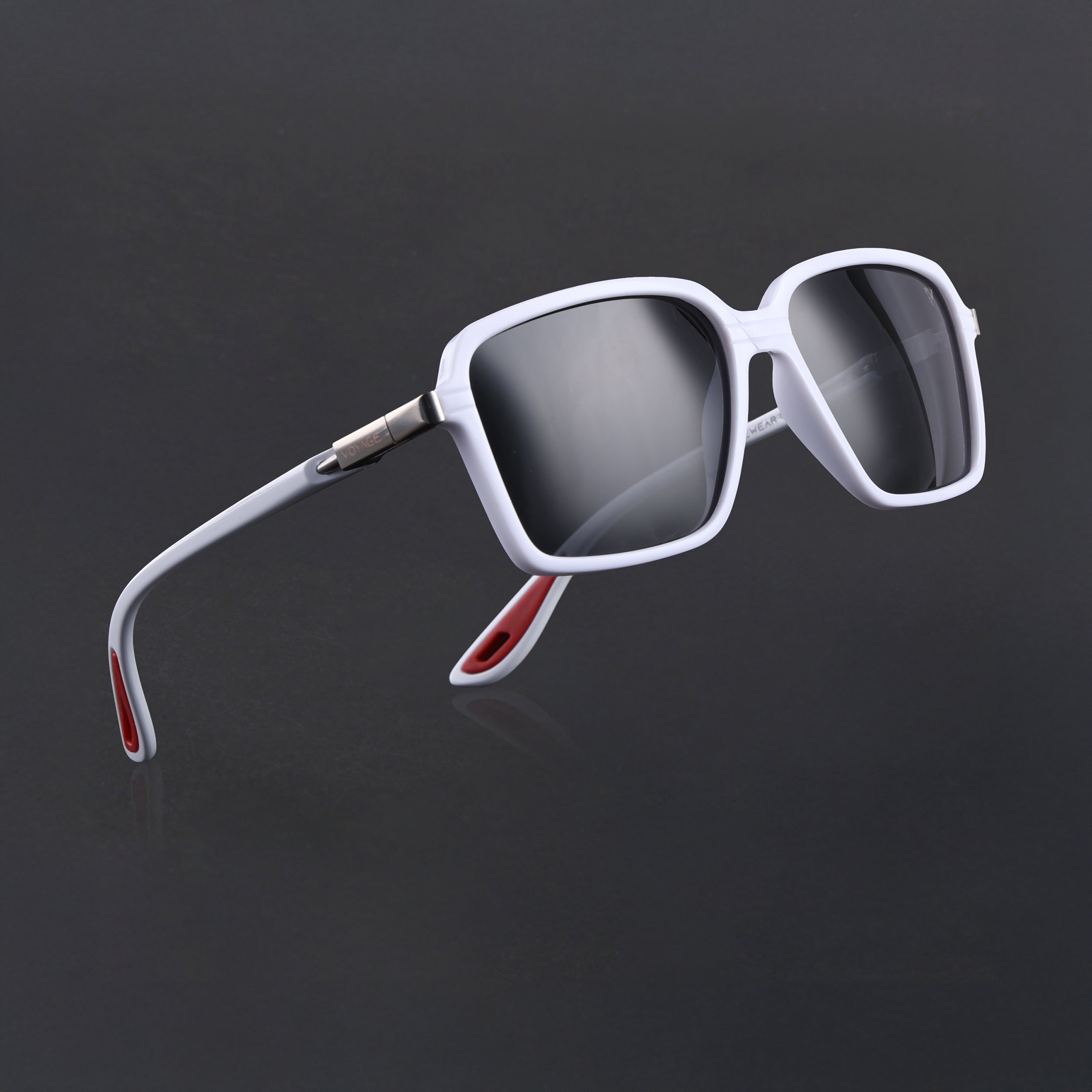 Hydra | White Polarized Rectangle Sunglasses | PMG6656