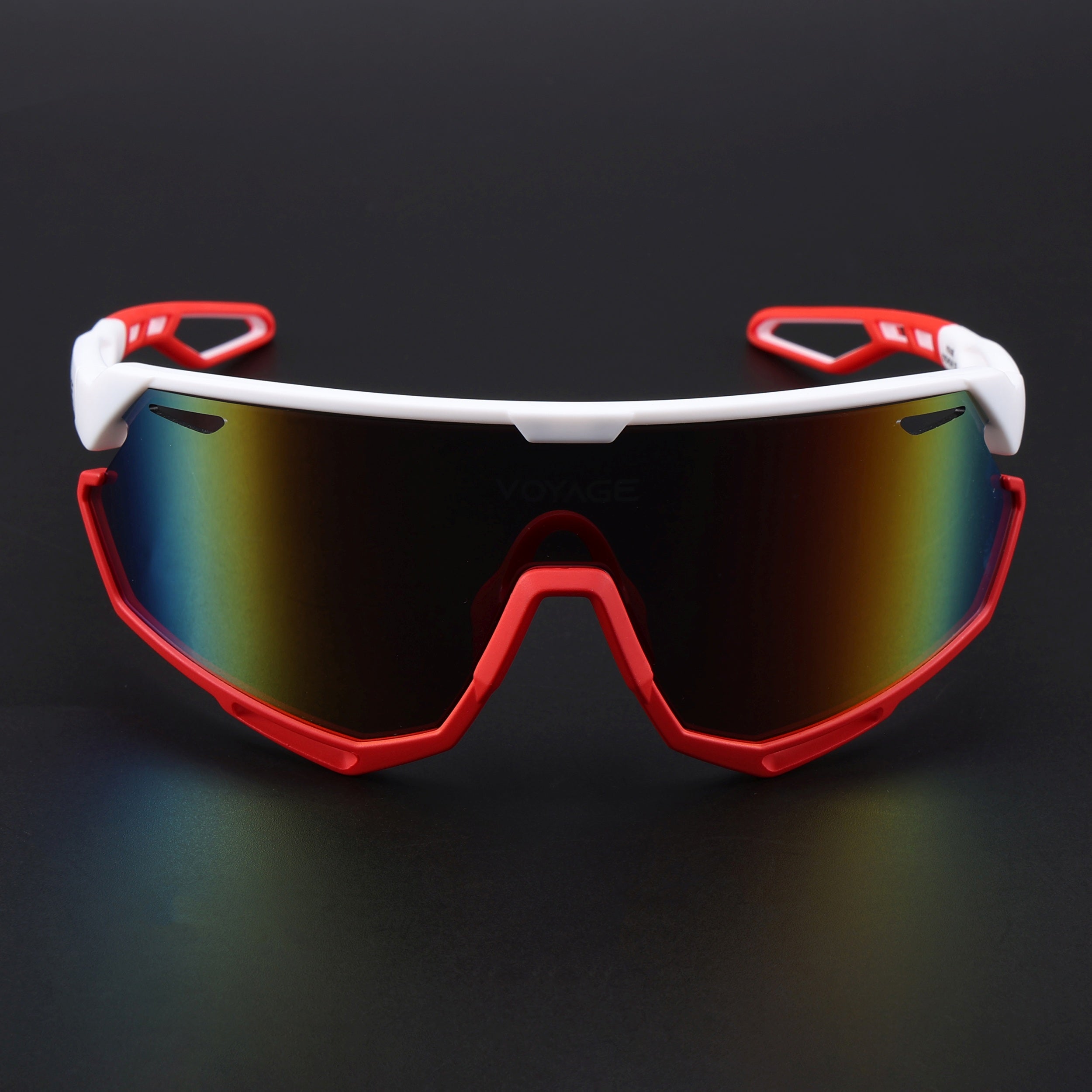 Voyage Select Drift Sunglasses (Multicolor Lens | White & Red Frame - SLMG6344)