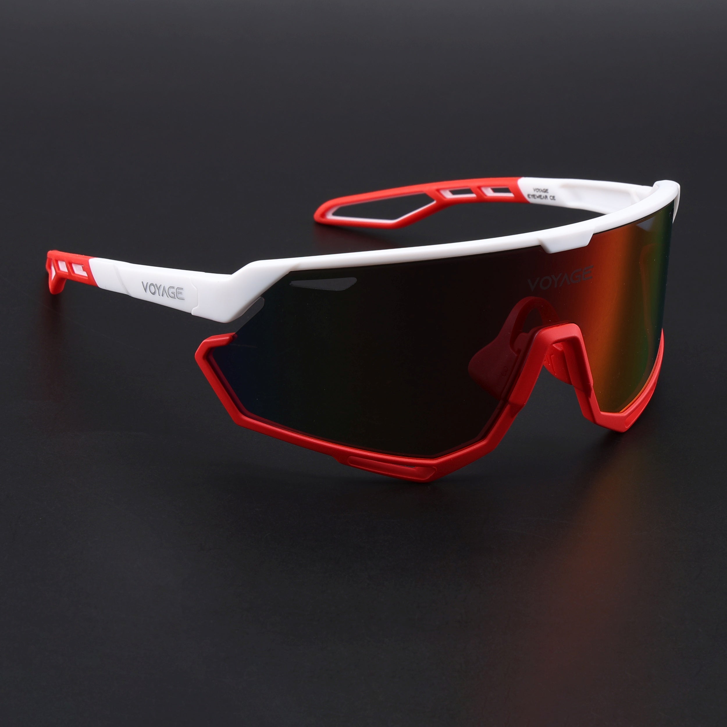 Voyage Select Drift Sunglasses (Multicolor Lens | White & Red Frame - SLMG6344)