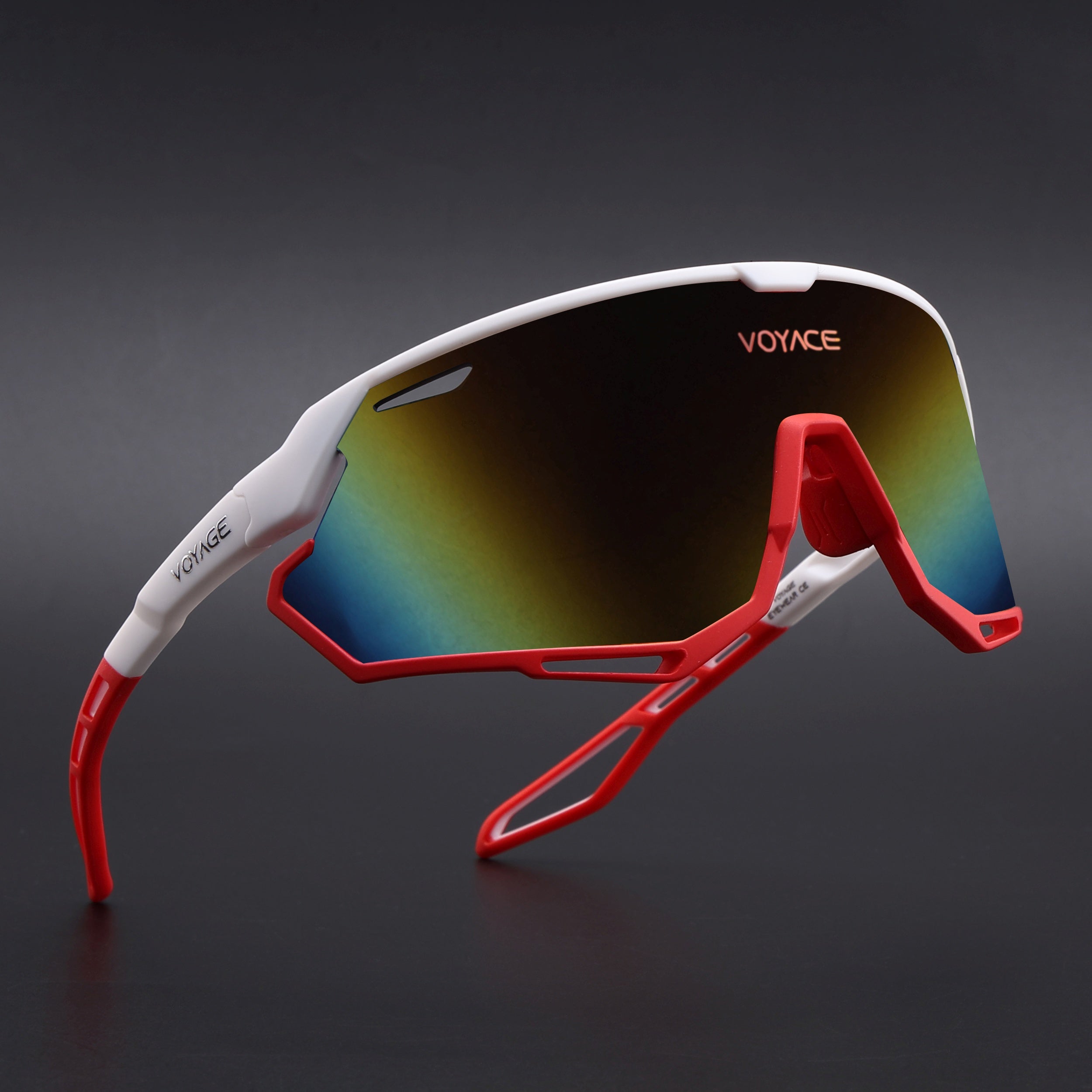 Voyage Select Drift Sunglasses (Multicolor Lens | White & Red Frame - SLMG6344)