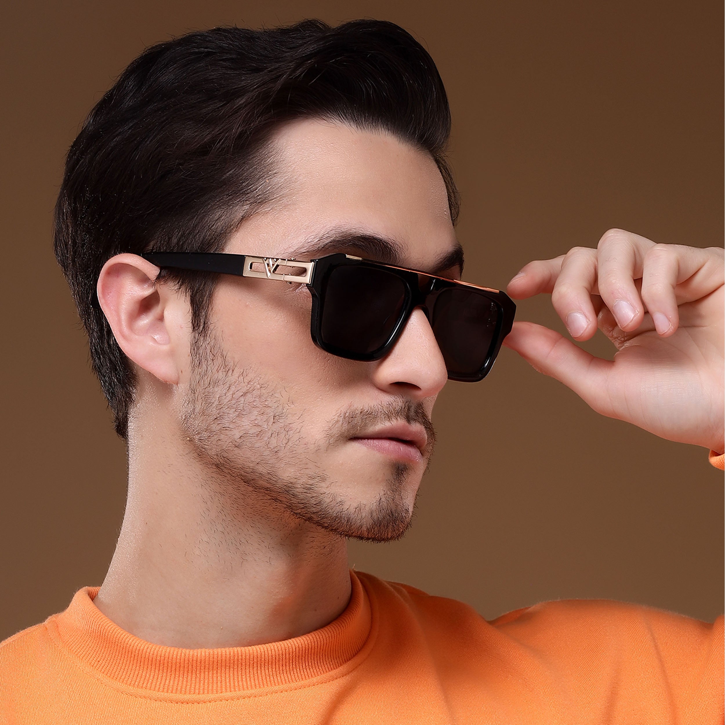 Voyage Exclusive Wayfarer Sunglasses for Men & Women (Black Lens | Black & Golden Frame - MG5386)