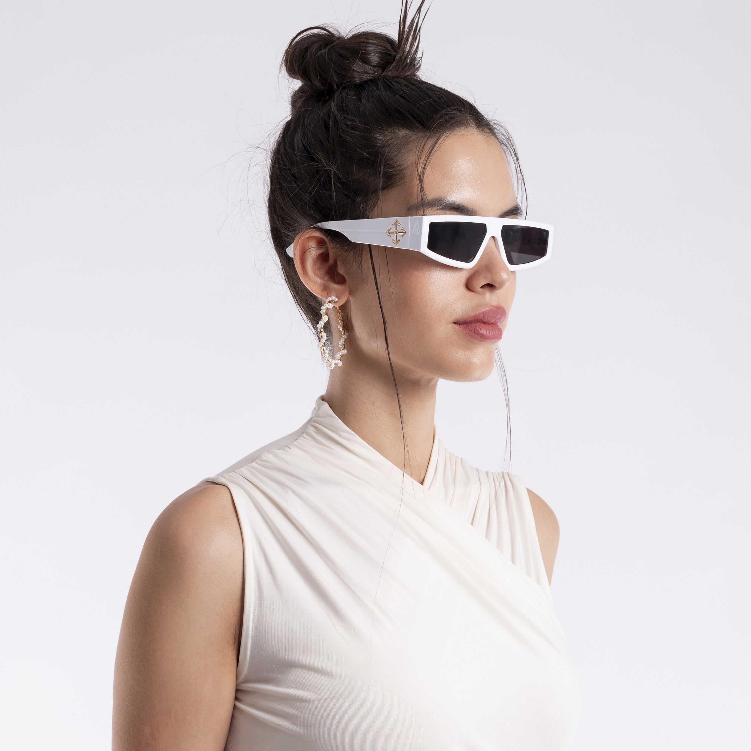 Crasher | White Rectangle Sunglasses (2337MG3873)