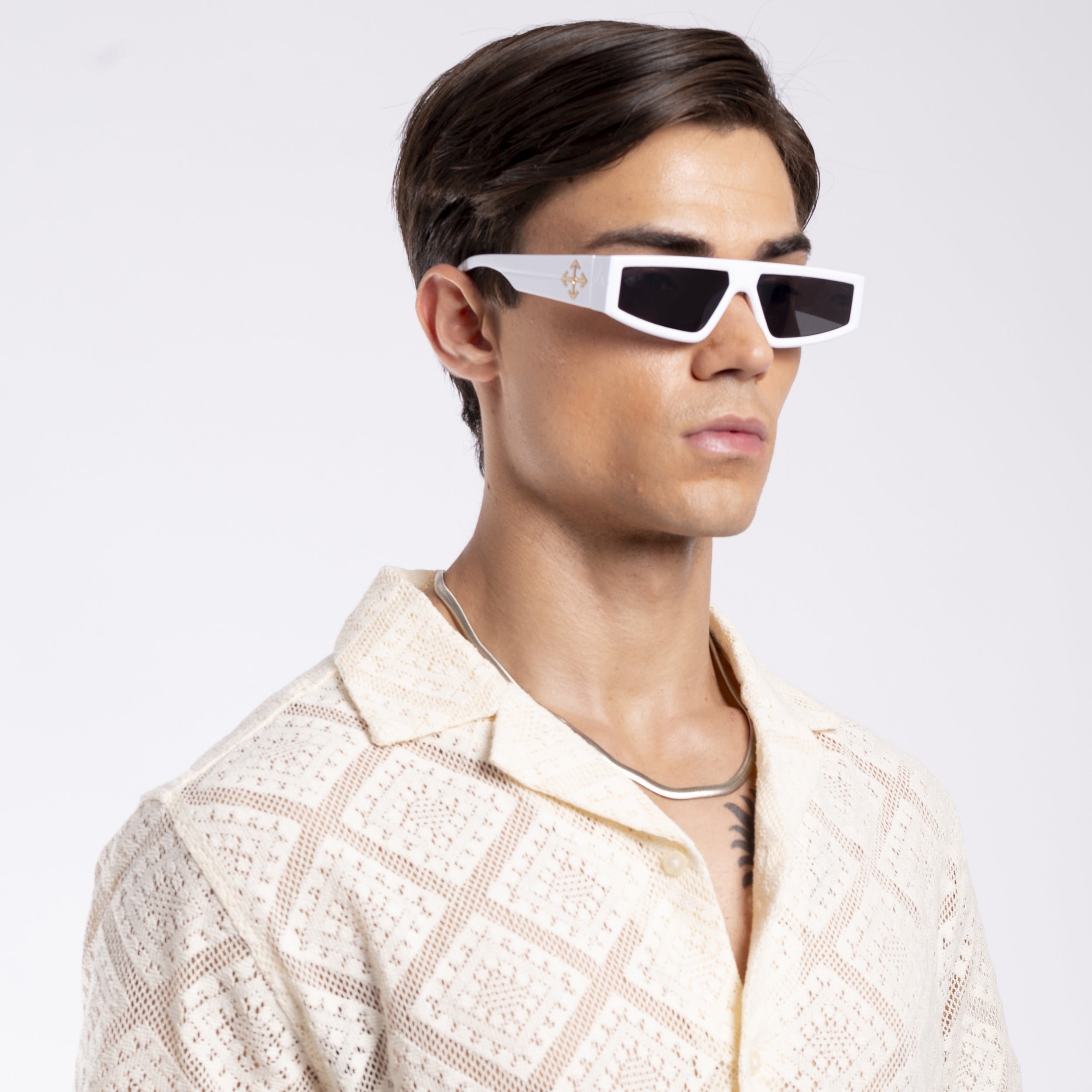 Crasher | White Rectangle Sunglasses (2337MG3873)