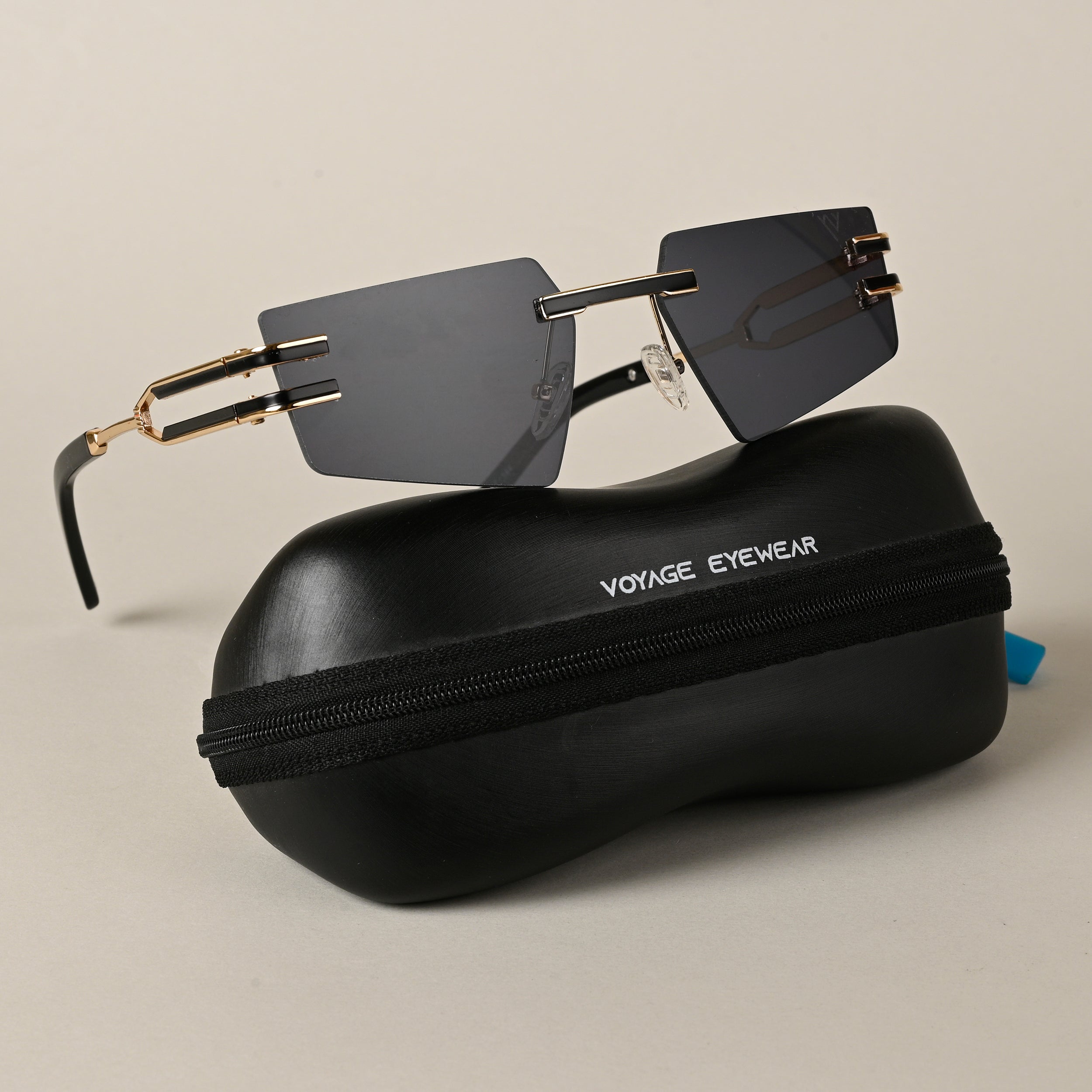 Black Rimless Vintage Sunglasses - sosorella