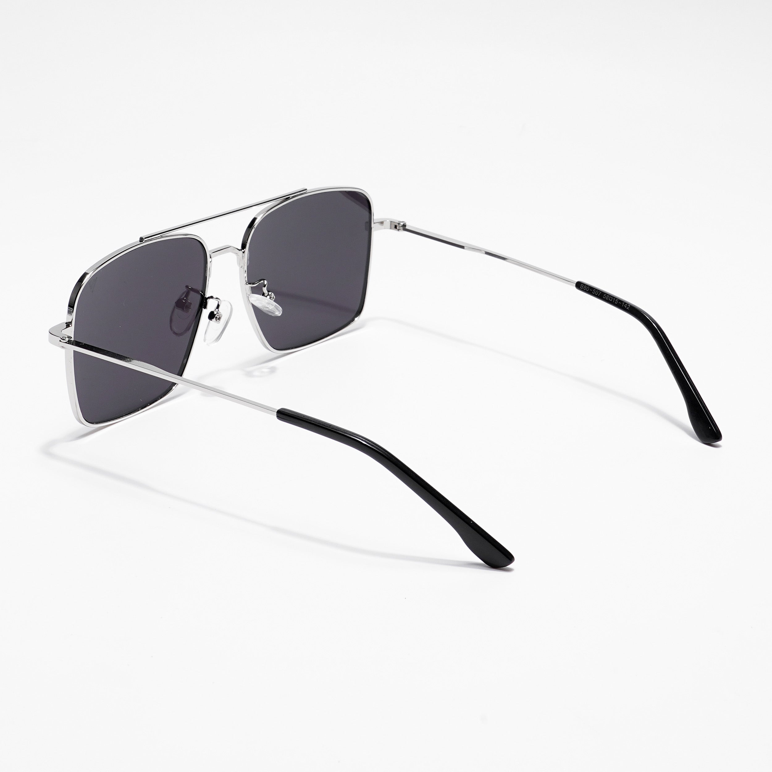 Ebon | Aviator Sunglasses (Black Lens | Silver Frame - MG5179)