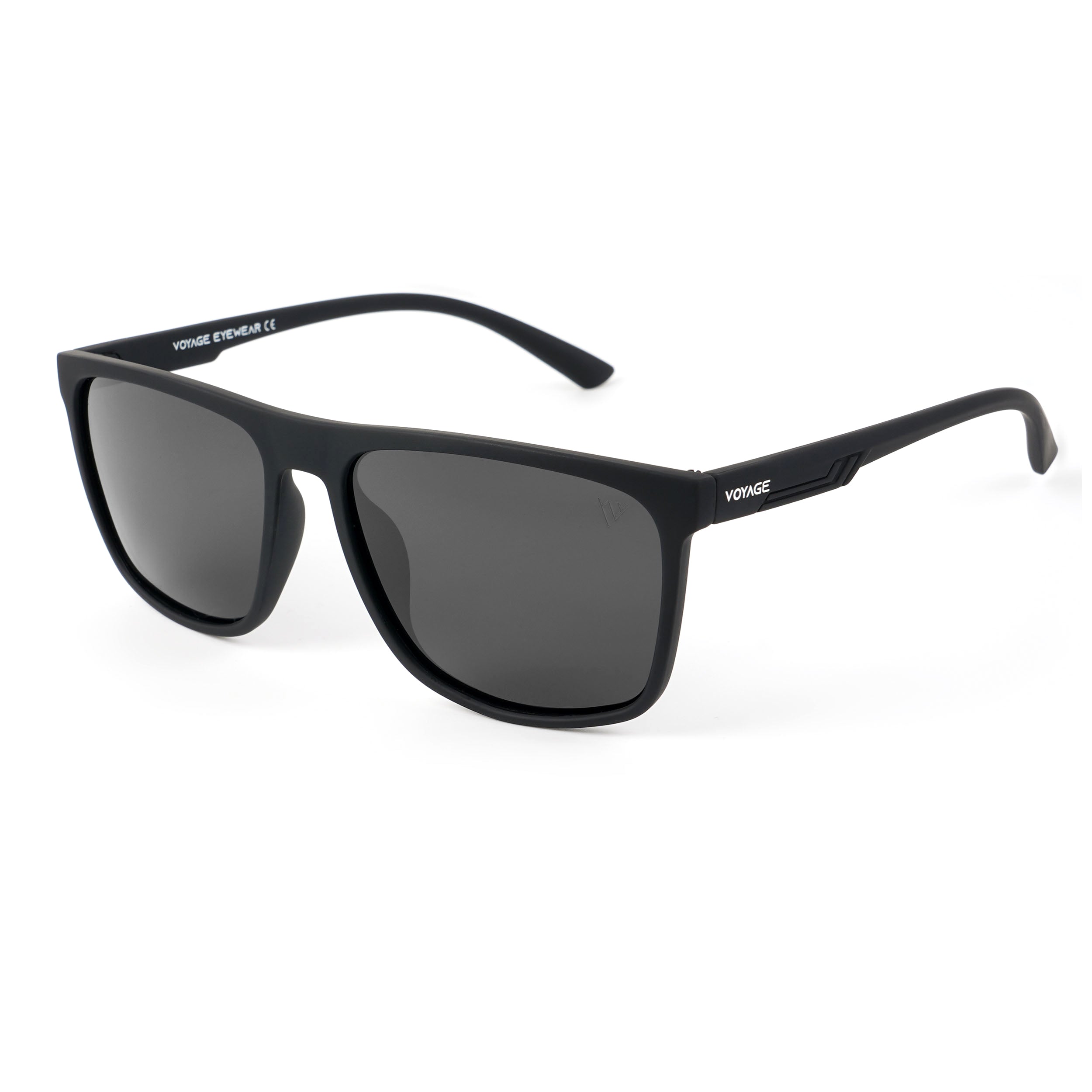 Dunk Matte Black Wayfarer Polarized Sunglasses | Black Lens - PMG5248