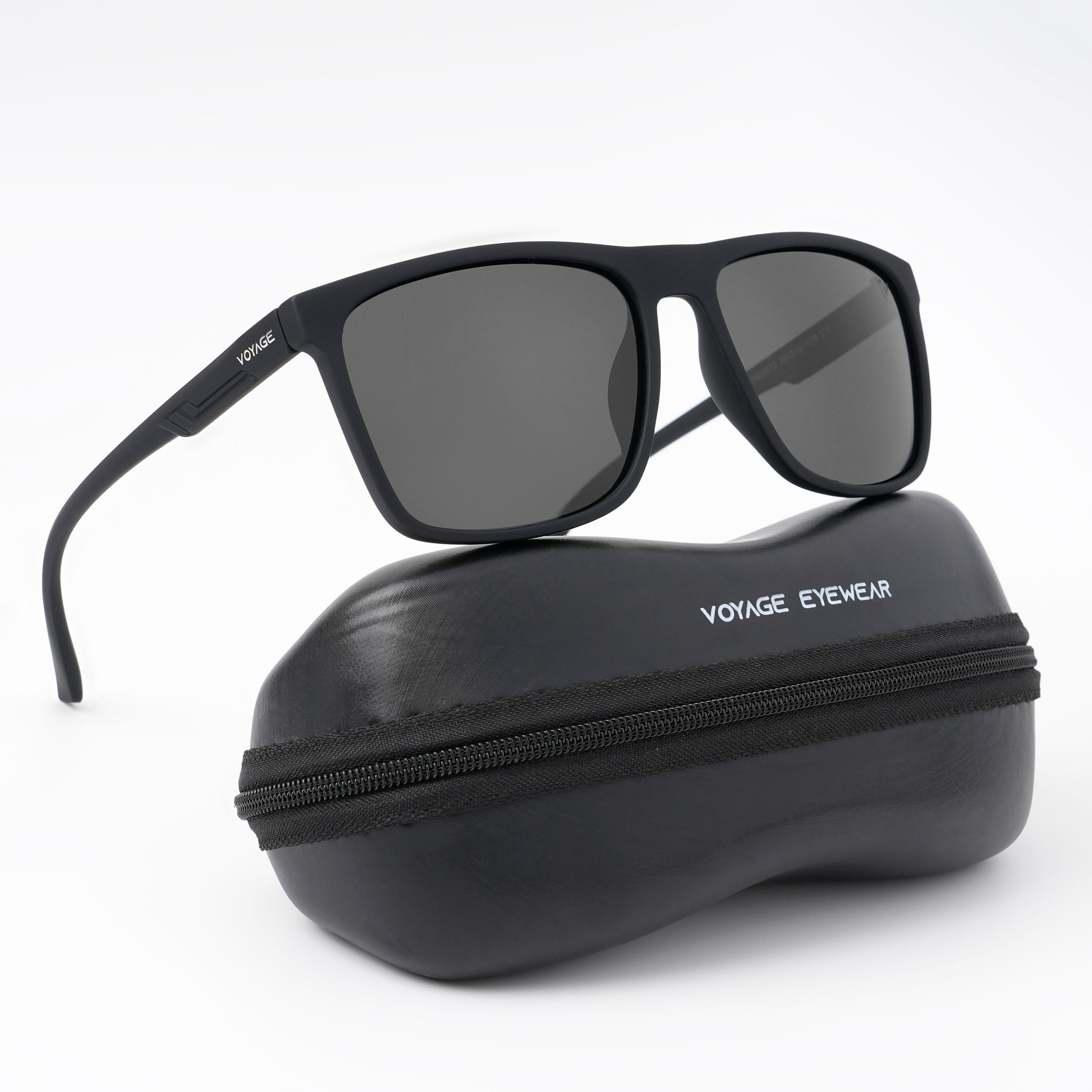 Dazzle Matt Black Wayfarer Polarized Sunglasses Black Lens PMG5248