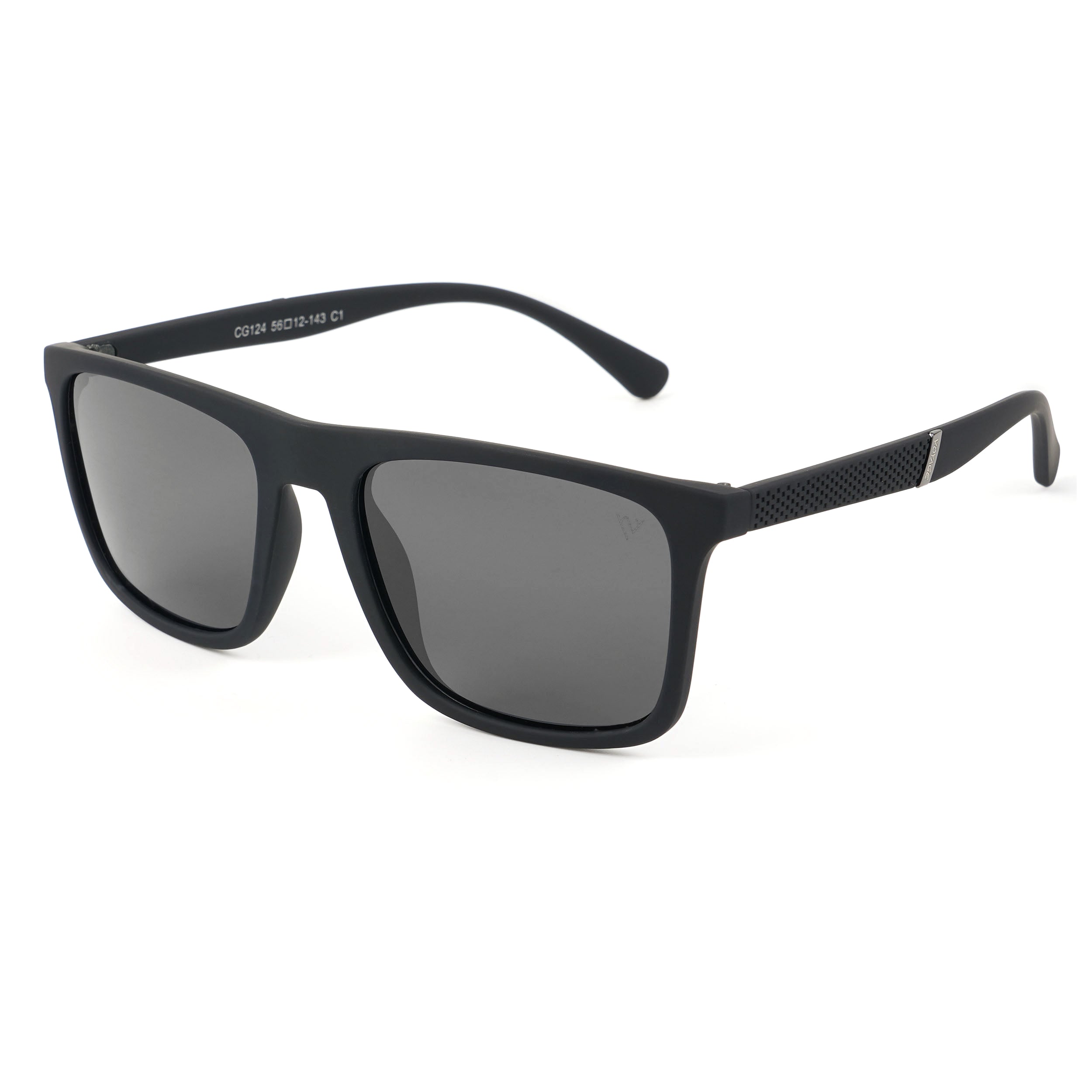 Dunk Matte Black Wayfarer Polarized Sunglasses | Black Lens - PMG5256