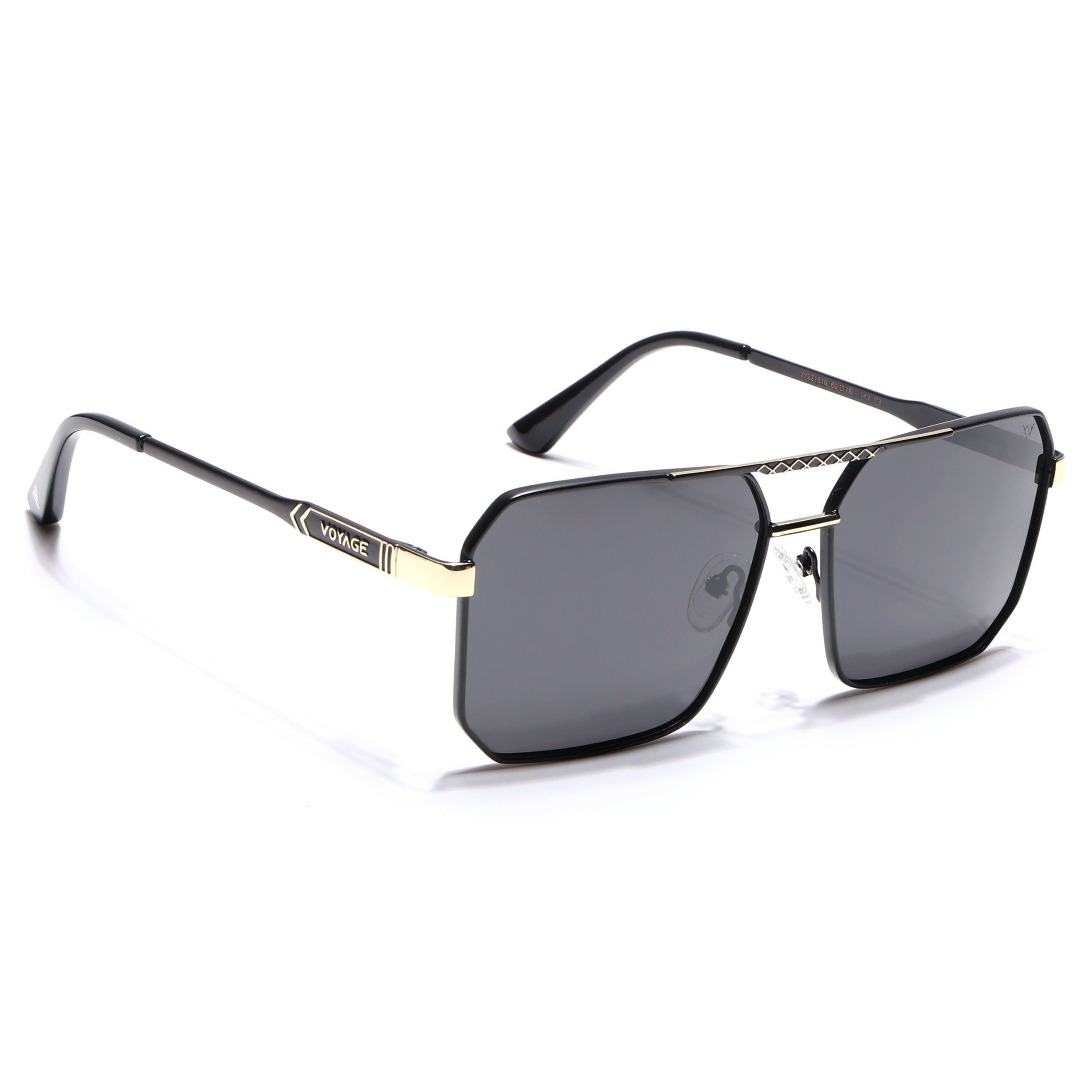 Wayfarer Polarized Sunglasses (Black Lens | Black & Golden Frame - PMG5299)