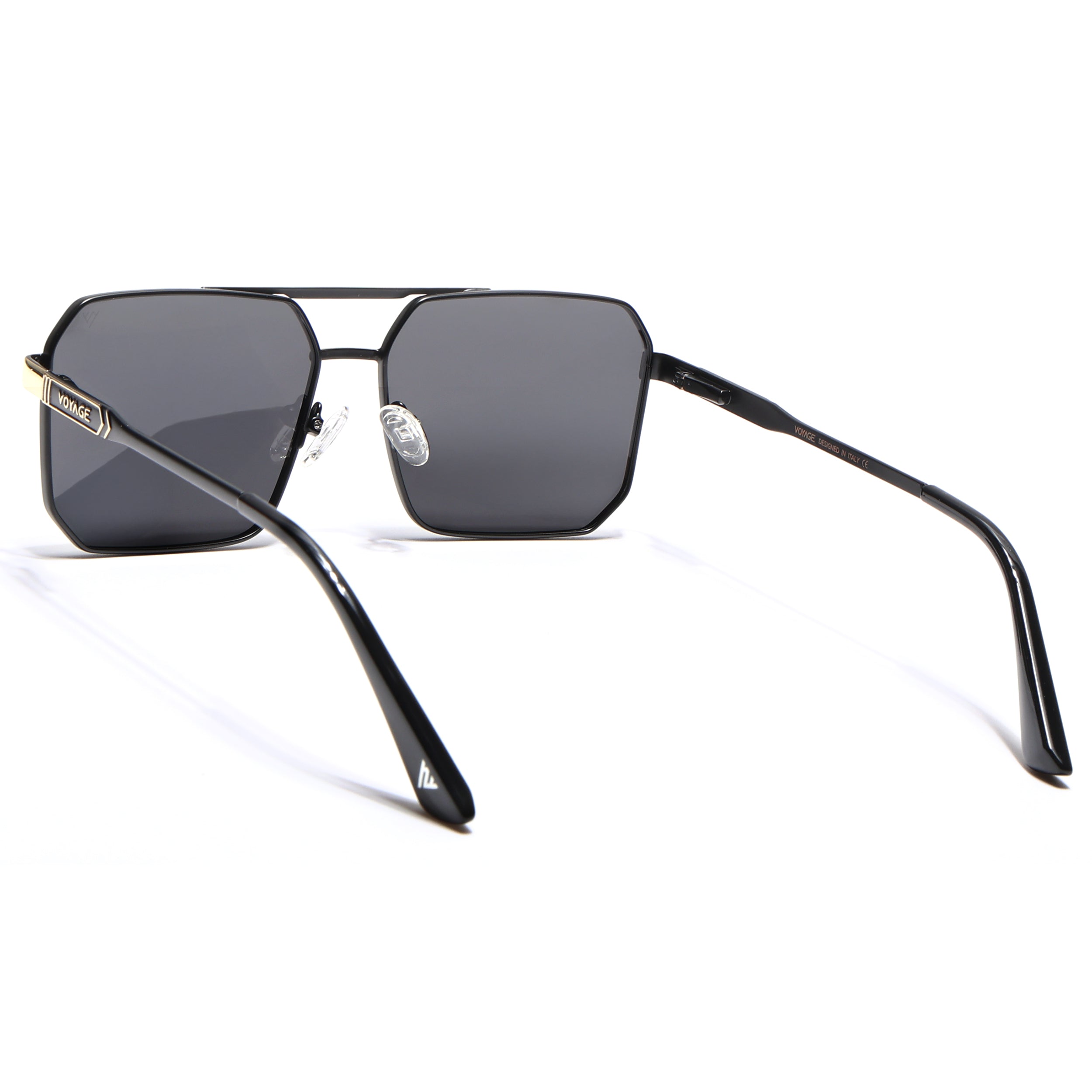 Wayfarer Polarized Sunglasses (Black Lens | Black & Golden Frame - PMG5299)