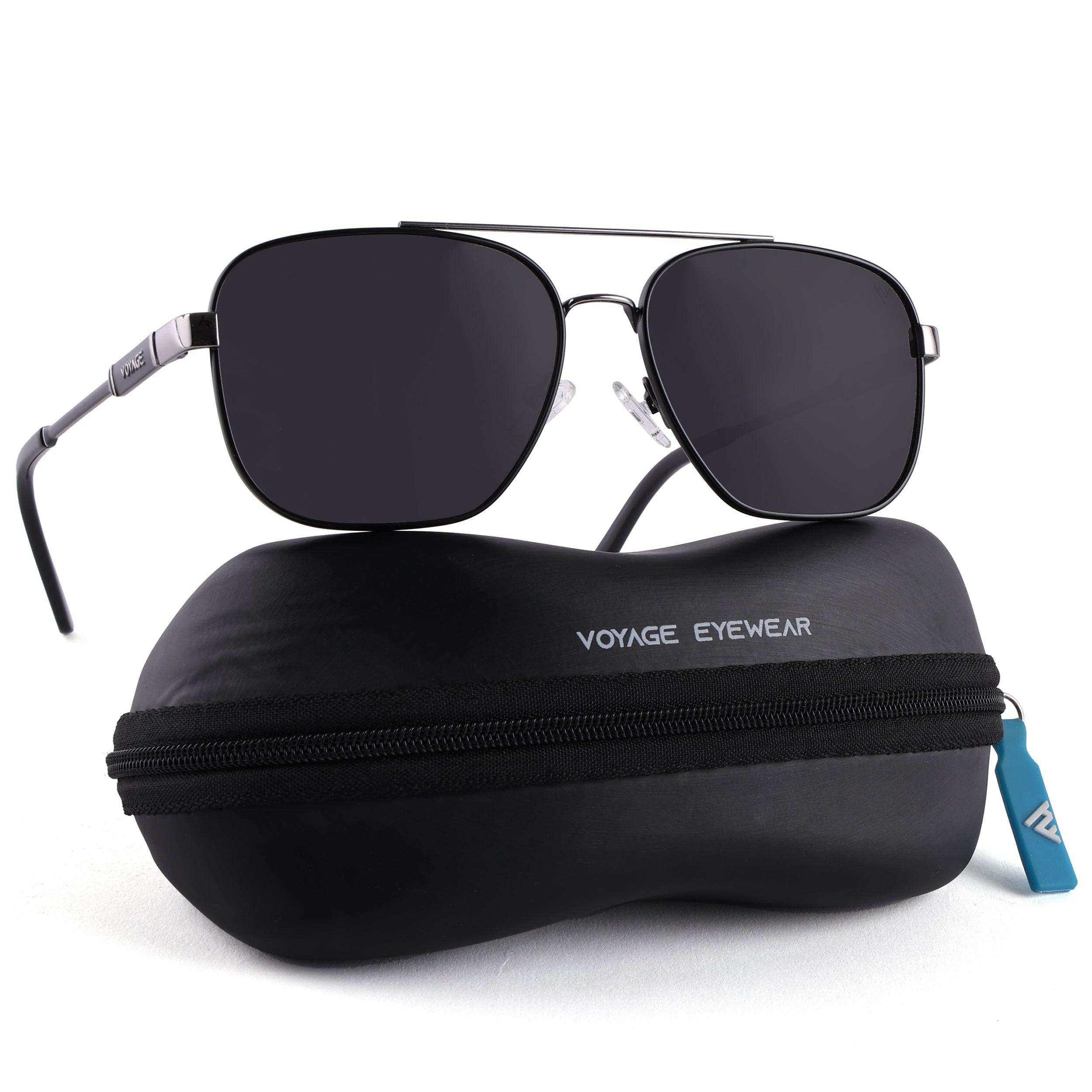 Wayfarer Polarized Sunglasses (Black Lens | Black & Grey Frame - PMG5315)