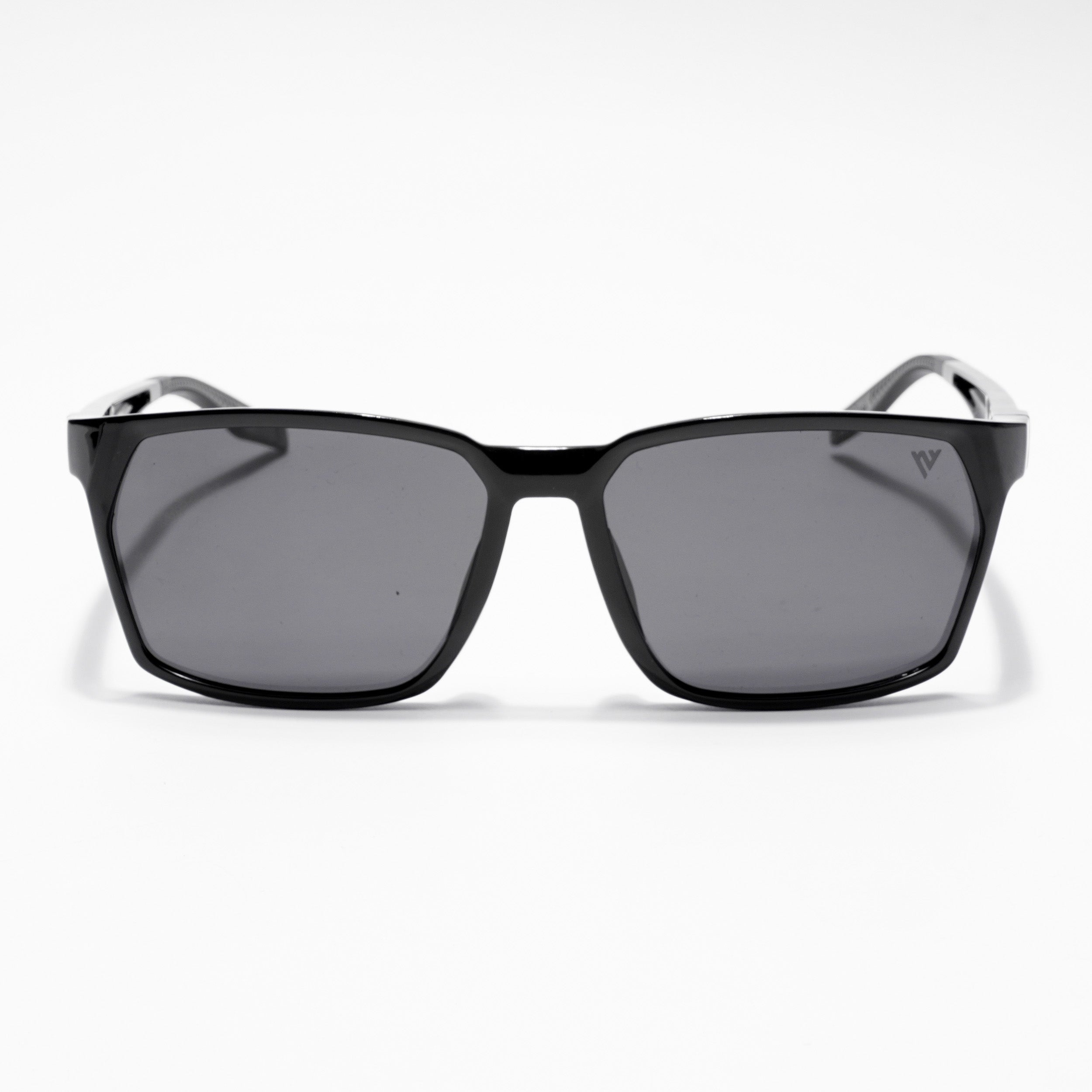 Wayfarer Polarized Sunglasses (Black Lens | Shine Black & Grey Frame - PMG5282)