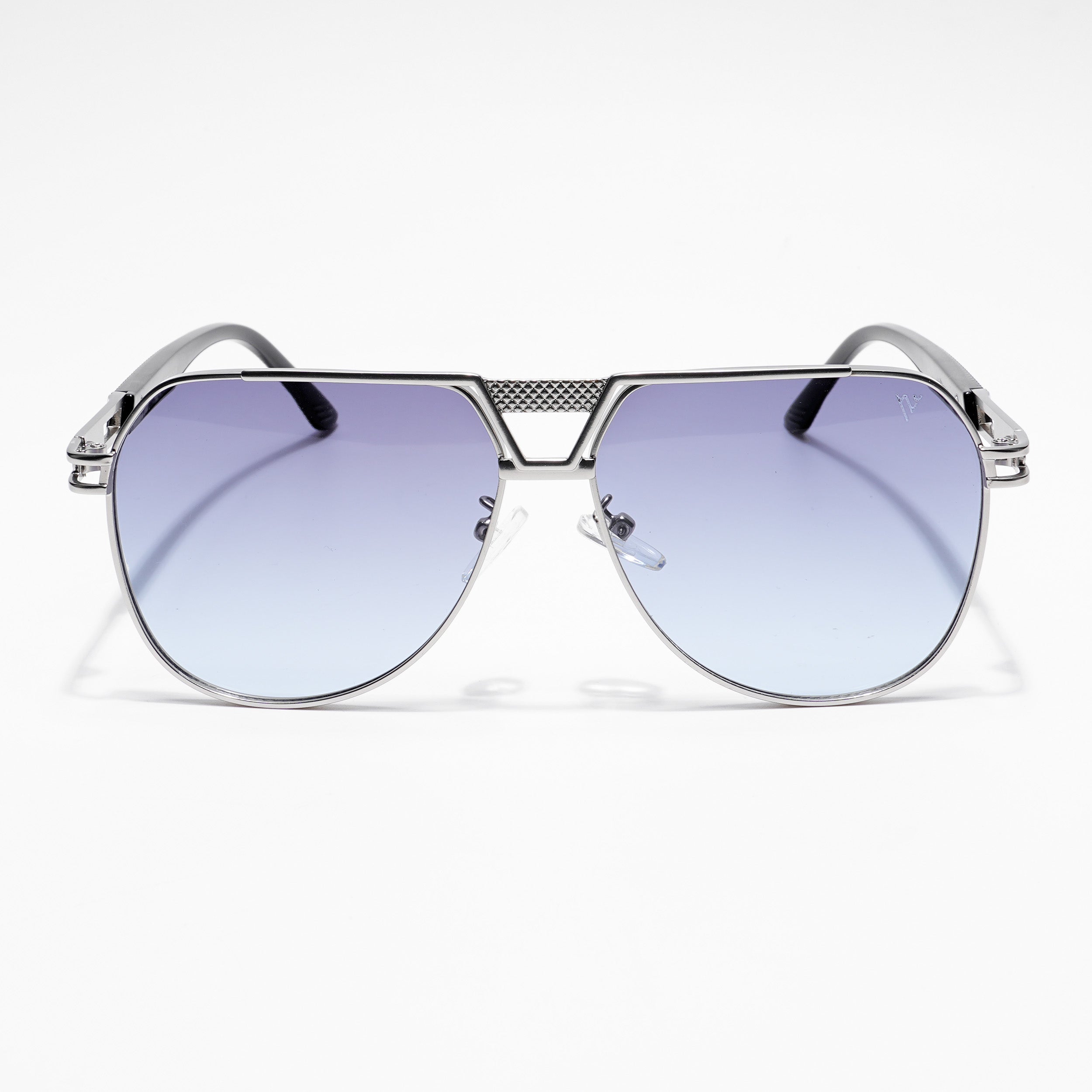Voyage Aviator Sunglasses for Men & Women (Blue Lens | Silver Frame  - MG5205)