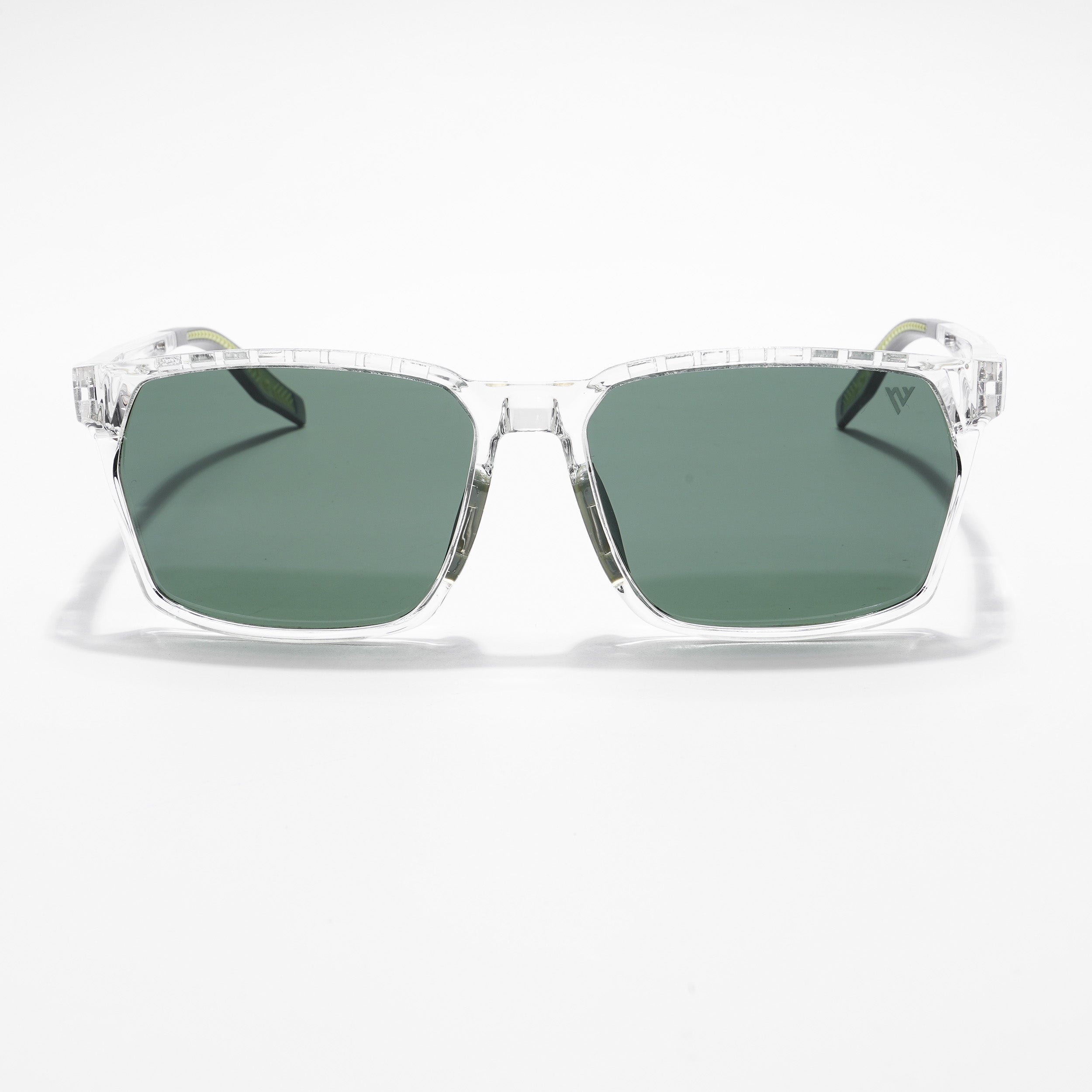 Wayfarer Polarized Sunglasses Green Lens Transparent Green Frame