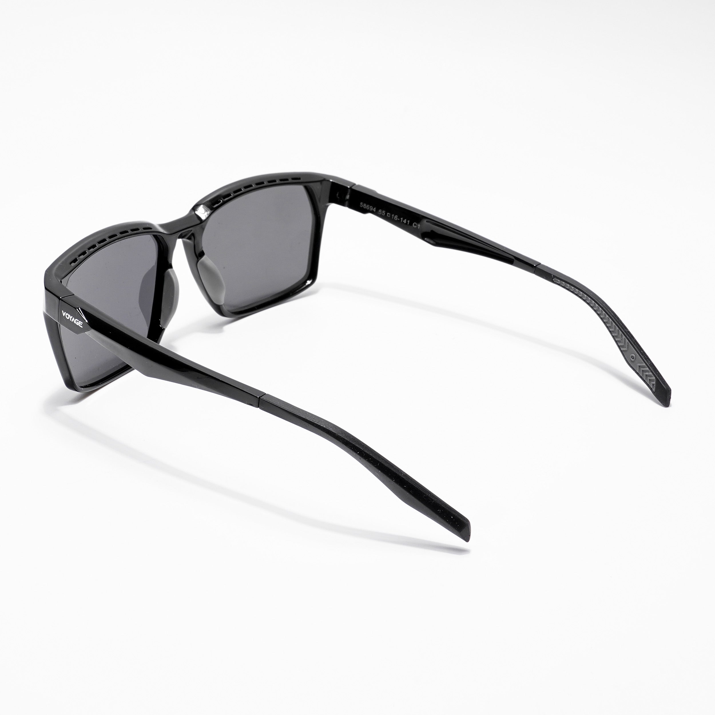 Wayfarer Polarized Sunglasses (Black Lens | Shine Black & Grey Frame - PMG5282)