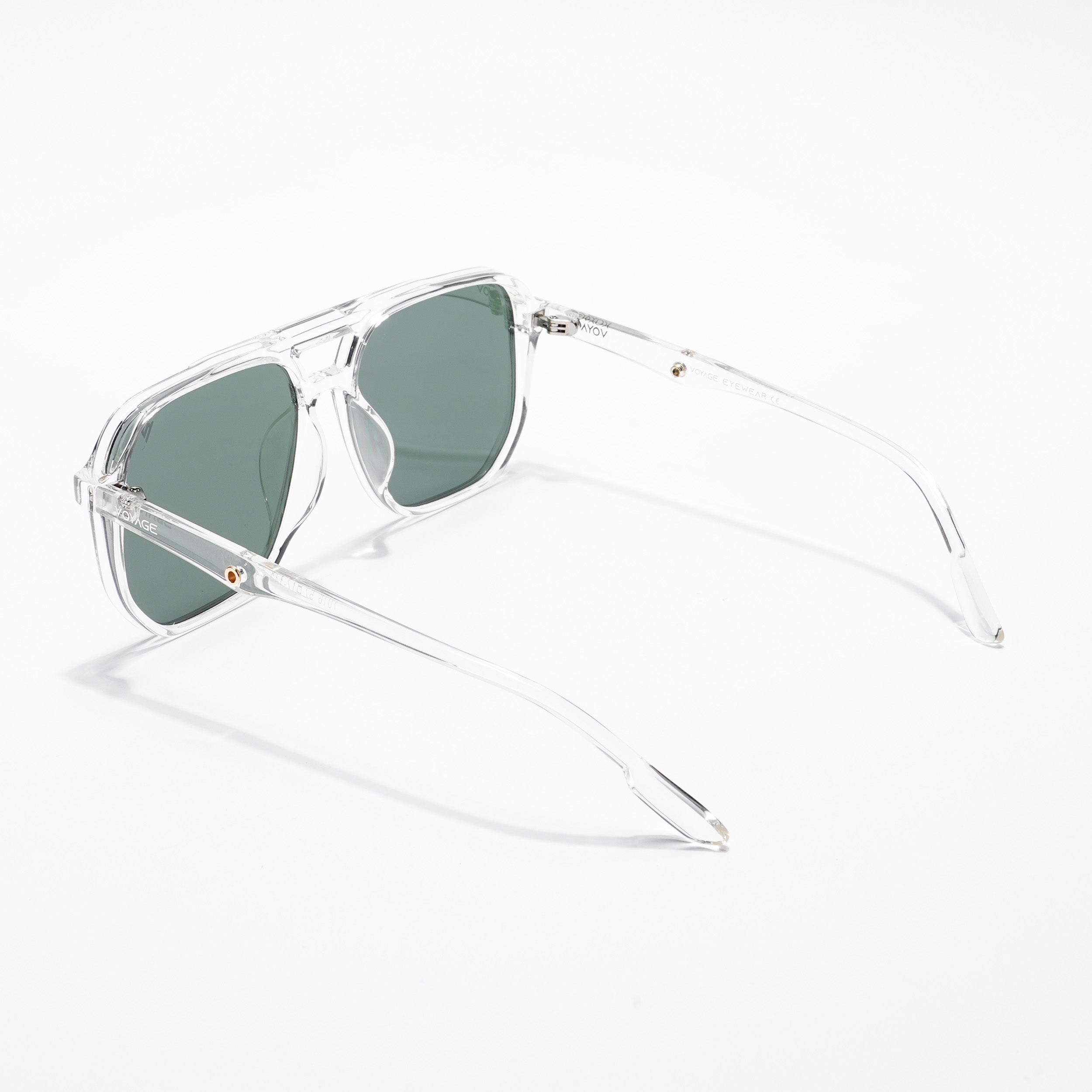 Wayfarer Polarized Sunglasses (Green Lens | Transparent Frame - PMG4998)