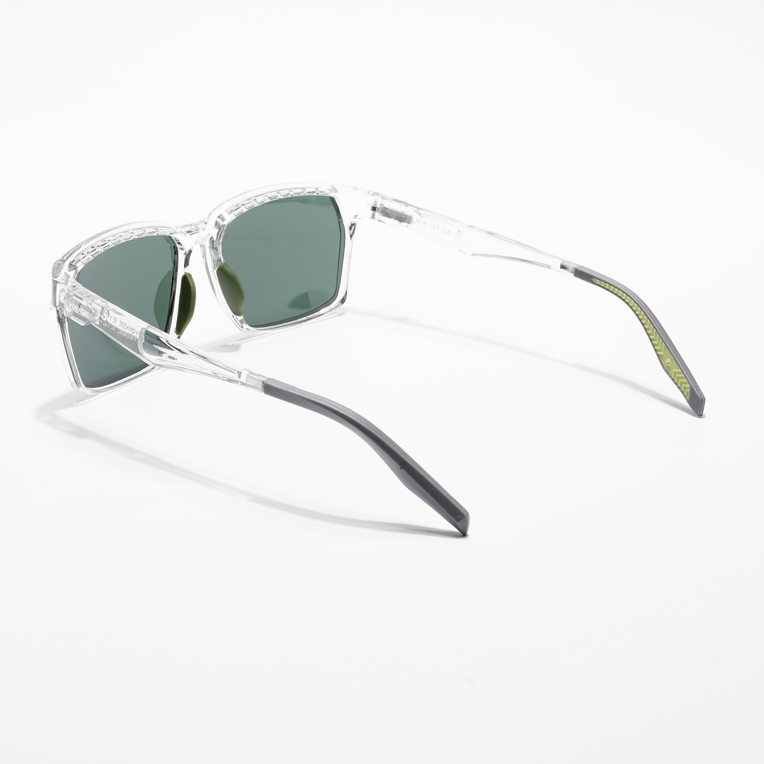 Wayfarer Polarized Sunglasses (Green Lens | Transparent & Green Frame - PMG5289)