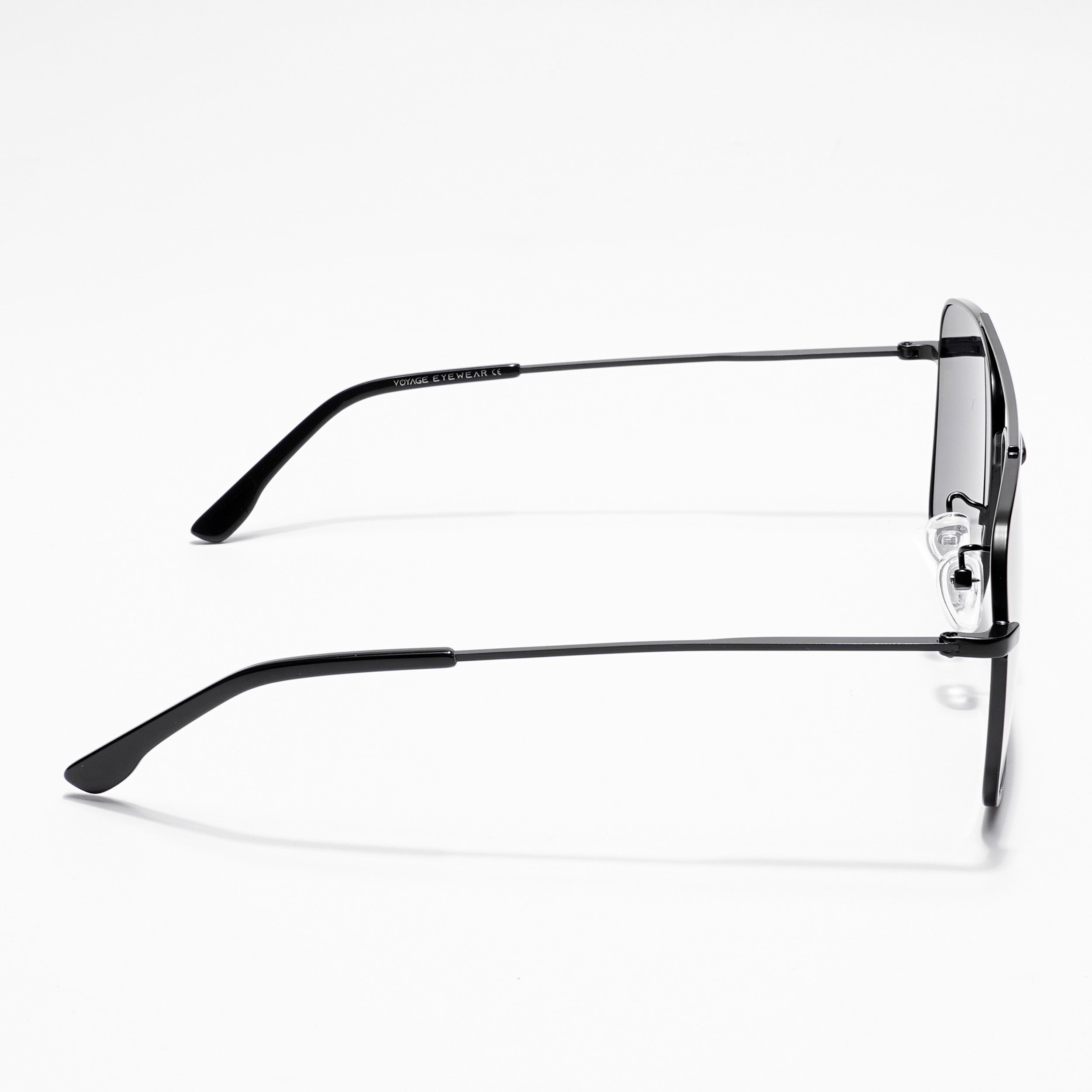 Voyage Aviator Sunglasses for Men & Women (Black Lens | Black Frame - MG5180)